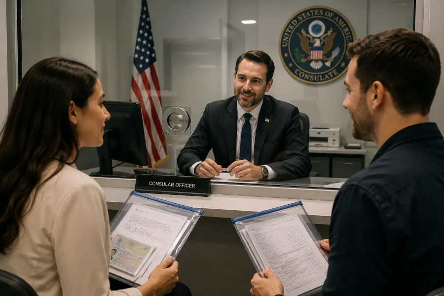 Imagem Entrevista visto americano casal